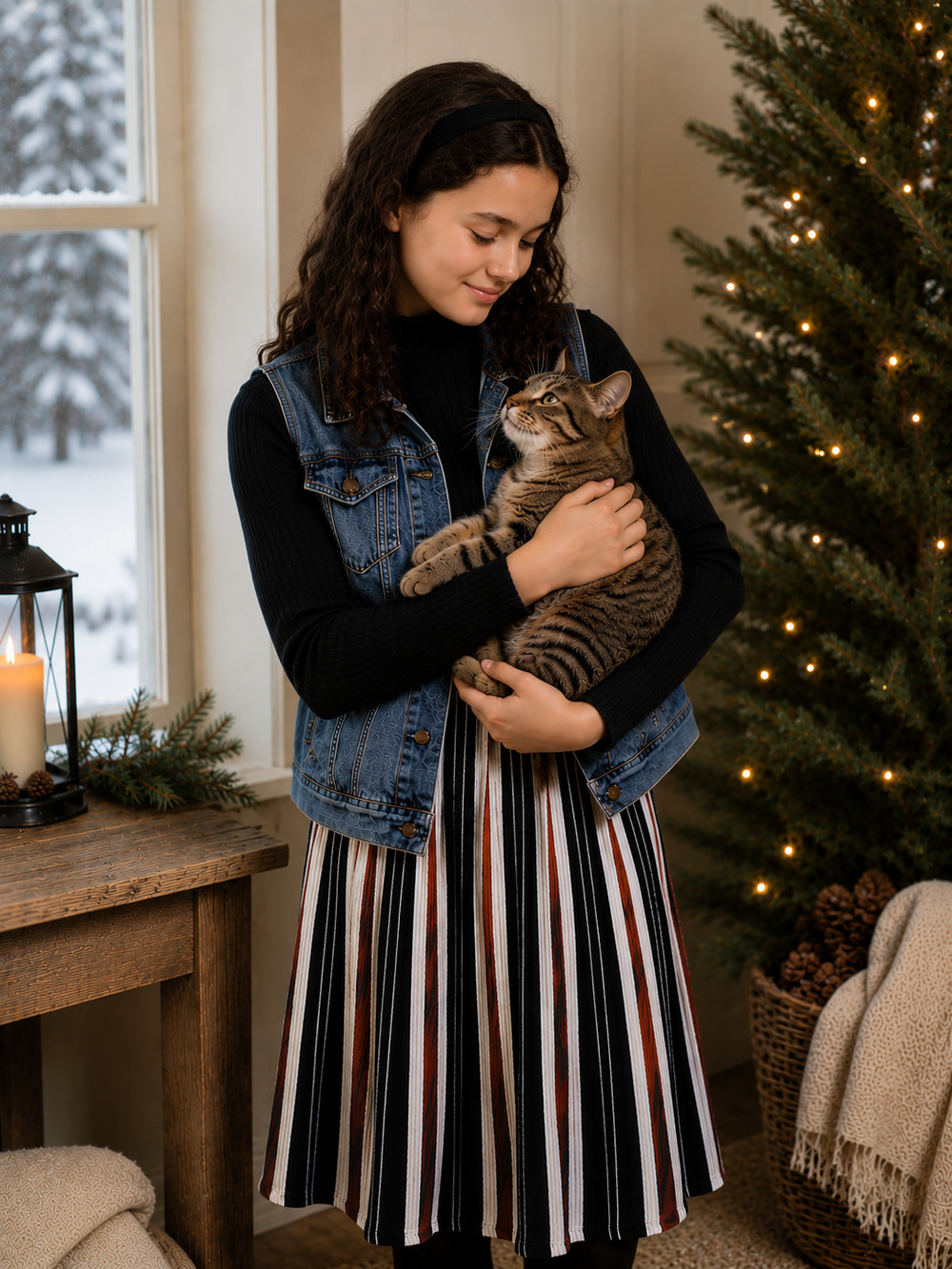 Robbie Bee Mock Neck Striped Sweater Dress